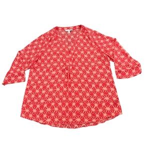 Chaus New York Exotic Pink Geometric Print Courtney Blouse Size L